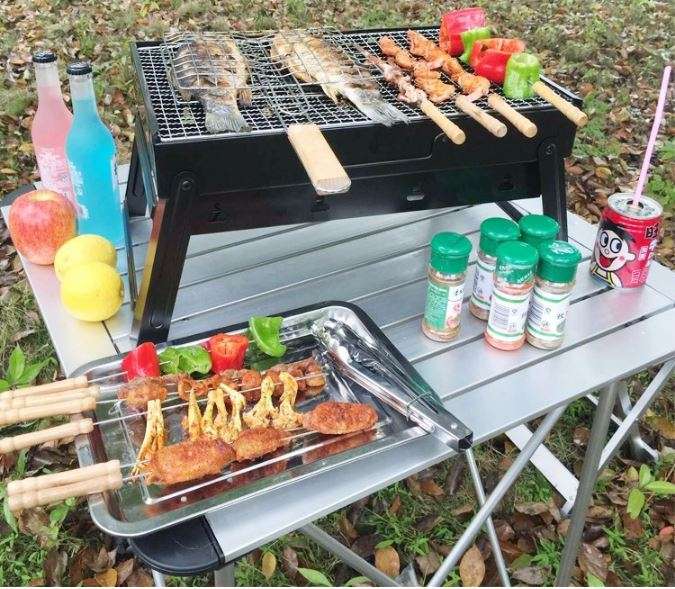 Portable Outdoor Stainless Steel Charcoal Barbecue Braai, Convenient, Compact & Fold in a Handy Case