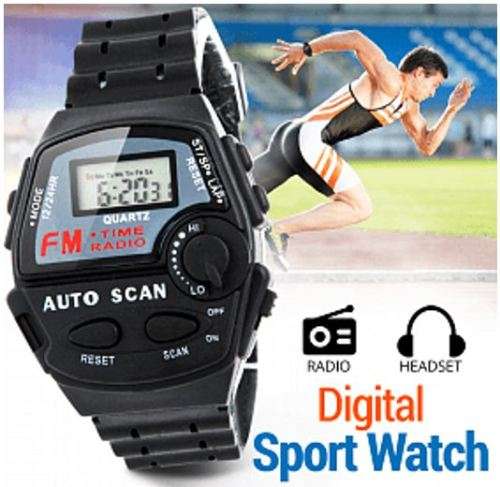 Quartz Digital FM Auto Scan Radio Sport Watch With Stereo Earphones