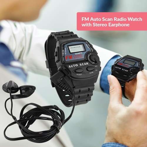 Quartz Digital FM Auto Scan Radio Sport Watch With Stereo Earphones