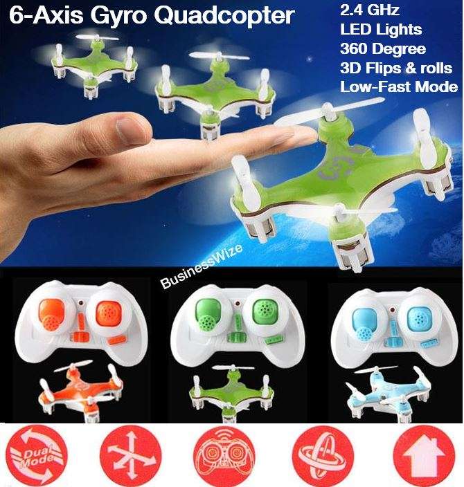 2.4GHZ 6 Axis Mini Remote Control Quadcopter 360° Rotation, LED Lights, 3D Stunts
