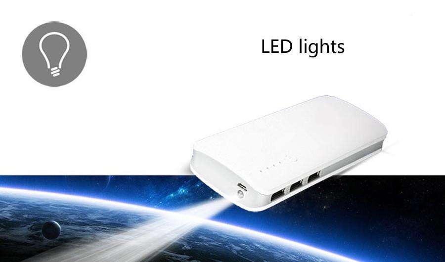 20 000mAh Power Bank With 3 USB Ports for Charging of Electronic Devices With LED Flashlight