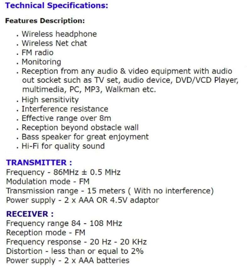 5 IN 1 Wireless Headphones - MP3 / MP4, PC, TV, CD, FM Radio