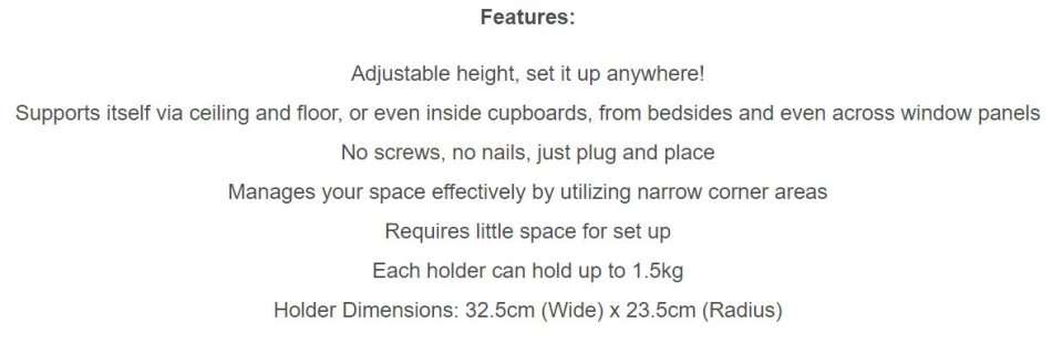 Self-Adhesive Corner Shelf - Adjustable Height, No Screws, No Nails - Sit it up Anywhere!