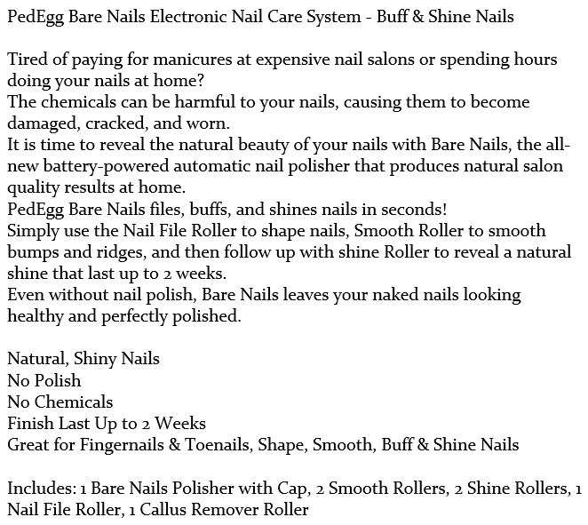 PedEgg Bare Nails Electronic Nail Care System - Buff & Shine Nails