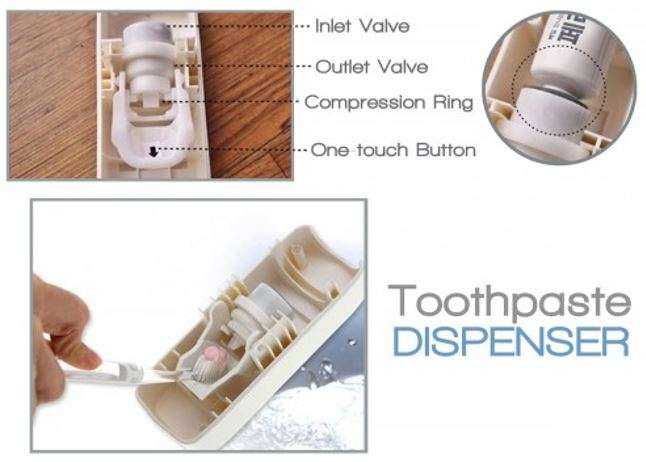 Touch Me 2-in-1 Automatic Hands-free Vacuum Toothpaste Dispenser With Holder Rack, No Batteries