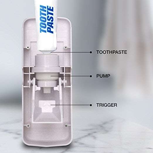 Touch Me 2-in-1 Automatic Hands-free Vacuum Toothpaste Dispenser With Holder Rack, No Batteries