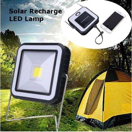 COB LED Solar Power Rechargeable Light & POWER BANK for Charging of Devices, Rotate 360 Degrees