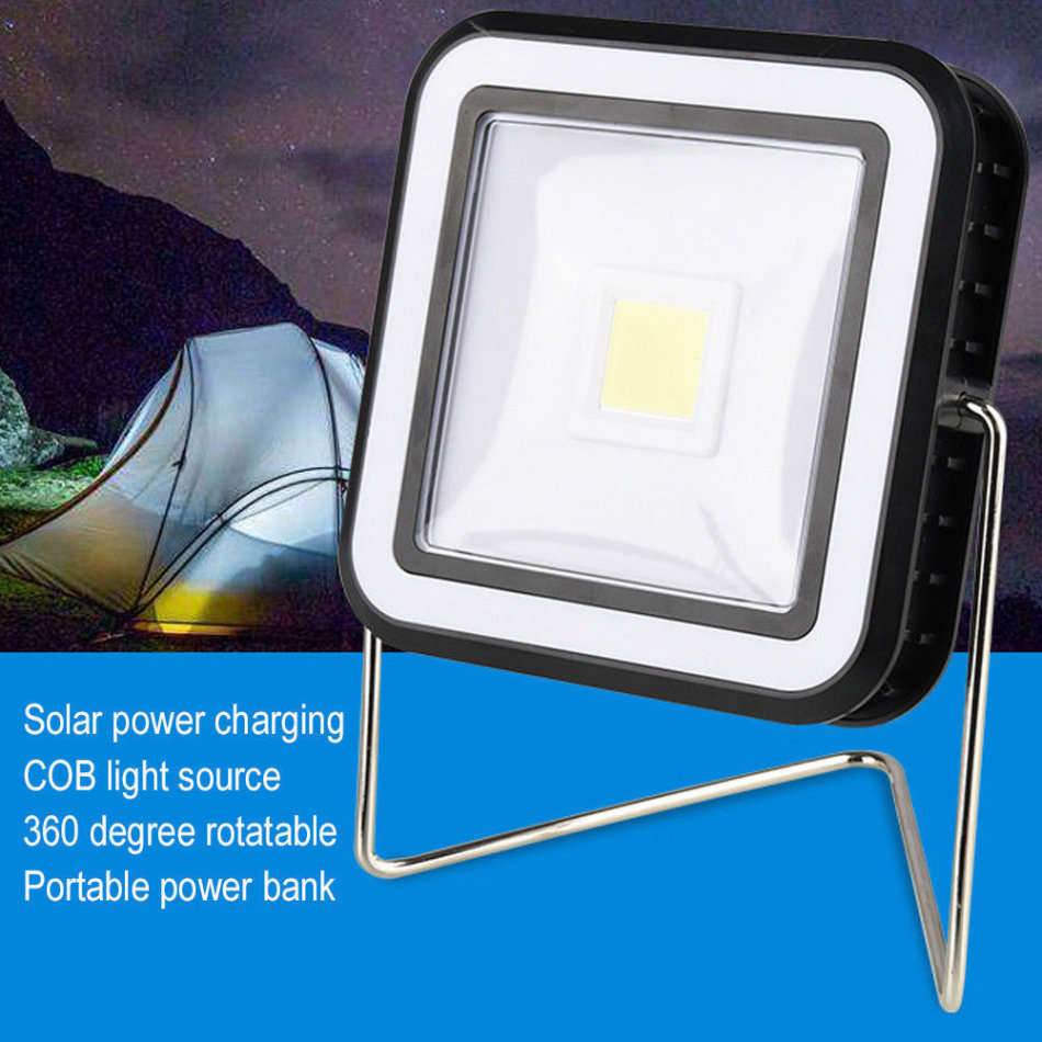 Multifunctional COB LED Solar Power Rechargeable Light and Power Bank with Stand, Rotate 360 Degrees