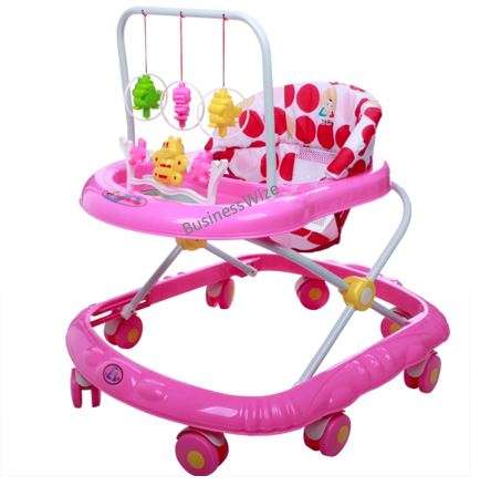 Soft Cushion Baby Walking Ring with Adjustable Height, Toy's and Music