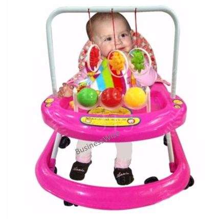 Soft Cushion Baby Walking Ring with Adjustable Height, Toy's and Music