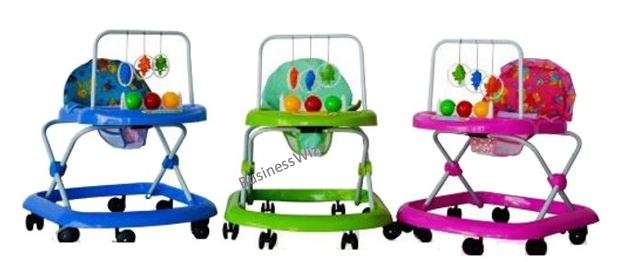 Soft Cushion Baby Walking Ring with Adjustable Height, Toy's and Music