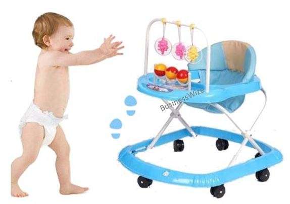 Soft Cushion Baby Walking Ring with Adjustable Height, Toy's and Music