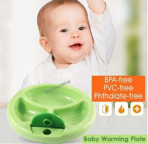 Non-slip suction warming plate, divided Compartments - BPA, PVC and Pthalate Free