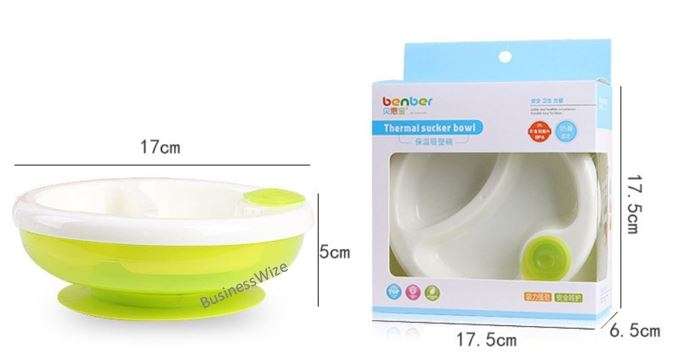 Non-slip suction warming plate, divided Compartments - BPA, PVC and Pthalate Free