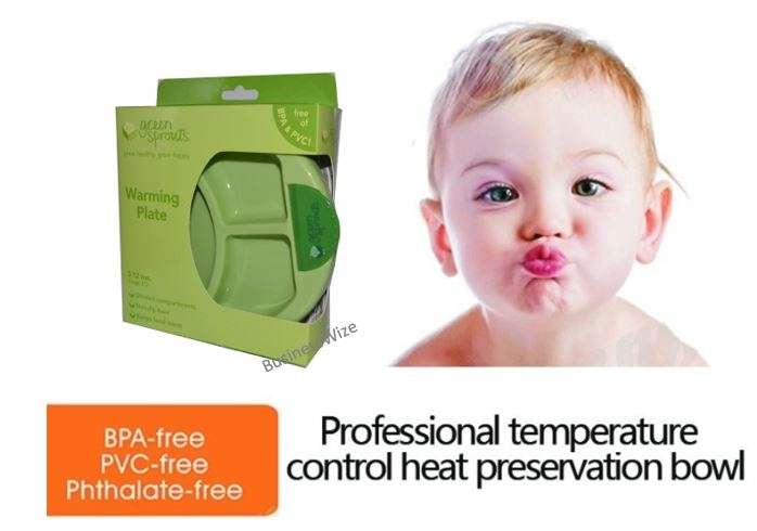 Non-slip suction warming plate, divided Compartments - BPA, PVC and Pthalate Free