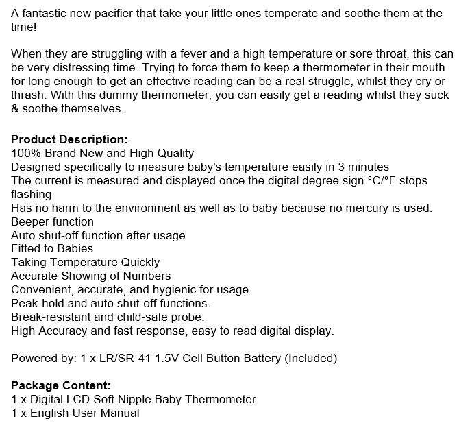 A fantastic new pacifier that take your little ones temperate