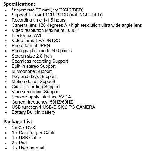 HD 1080P 2.8" Mirror Video Camera, LCD Screen, Support SD Card, Motion Detection, Loop Recording ...