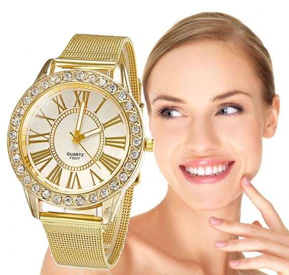 Luxurious Ladies Stainless Steel & Rhinestone Quartz Wrist Watch in Complimentary Gift Box