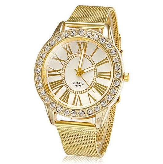 Luxurious Ladies Stainless Steel & Rhinestone Quartz Wrist Watch in Complimentary Gift Box