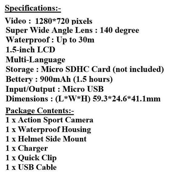 HD Action Sport DVR & Camera - Waterproof, LCD Screen, Side Helmet Mount, Waterproof Casing..