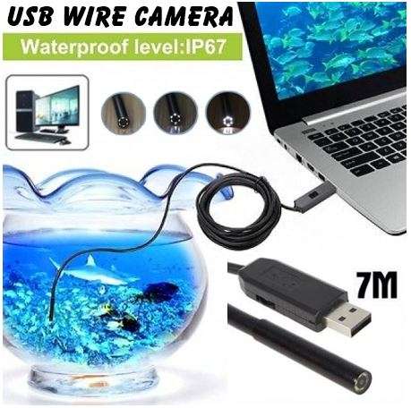 Waterproof USB Inspection HD Endoscope Video Camera With 6 LED's, 7 Meters Long