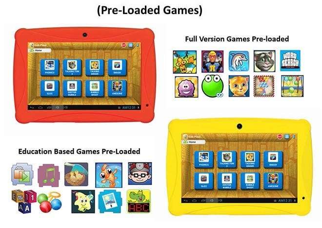 7" Children's Demo Tablet, Android 4.4, Pre-loaded Educational Apps & Games, Dual Cameras, Cover etc