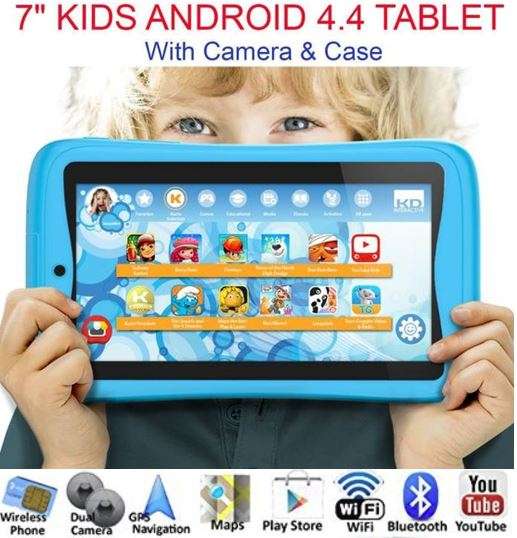 7" Children's Demo Tablet, Android 4.4, Pre-loaded Educational Apps & Games, Dual Cameras, Cover etc