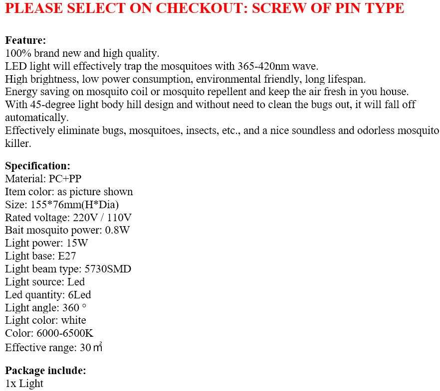 LED Light - Effectively Eliminates Flying Insects, Low Power Consumption & Long Lifespan