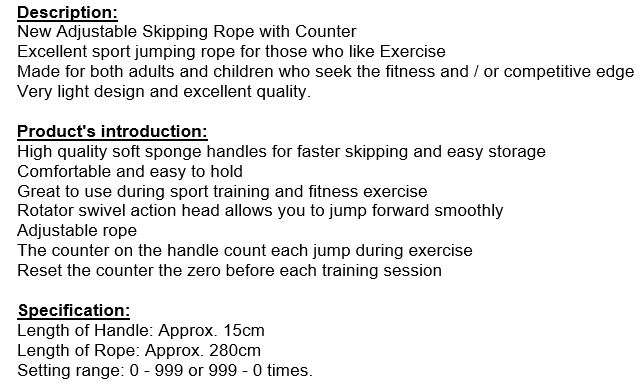 Adjustable Skipping Rope with Counter - Excellent for fitness exercises