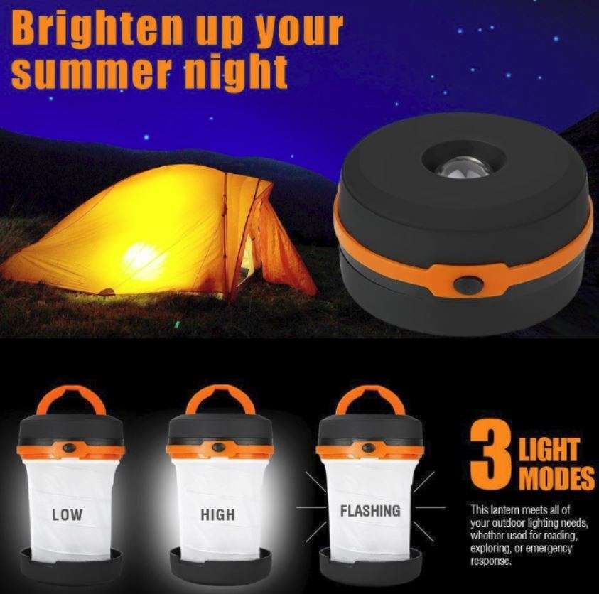 Foldable 2 in 1 LED Flash Light & Lantern with 3 lightning modes, Light weight and easy to operate