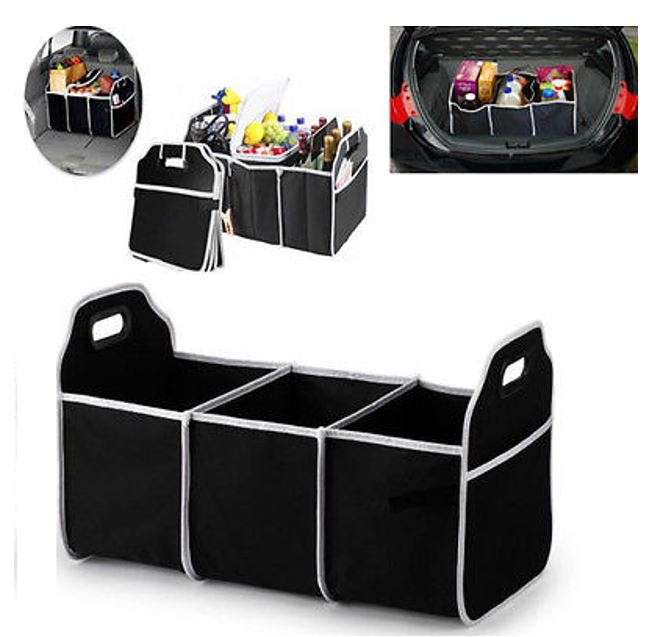 Portable, Convenient, and Collapsible Car Boot Organizer with Carry Handles