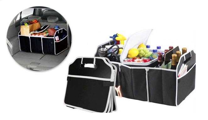Portable, Convenient, and Collapsible Car Boot Organizer with Carry Handles