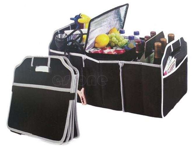 Portable, Convenient, and Collapsible Car Boot Organizer with Carry Handles