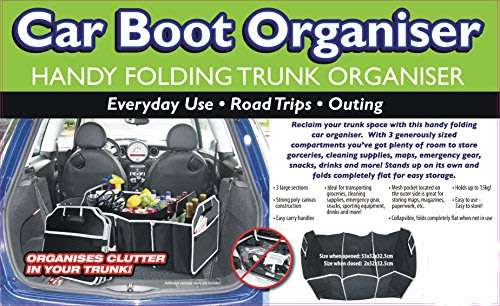 Portable, Convenient, and Collapsible Car Boot Organizer with Carry Handles