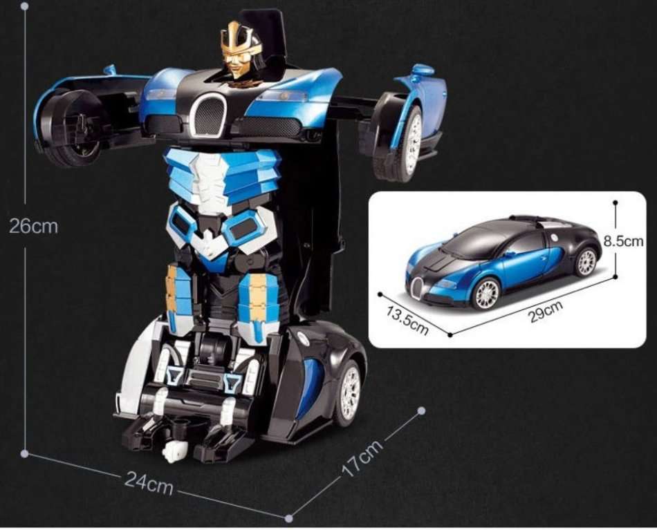 2.4Ghz Buggati Remote Control TRANSFORMER Robot Car, Transforms in 1 Button - With Music & Lights