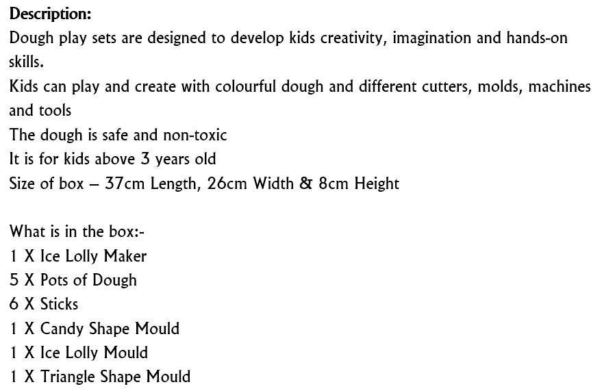 Ice-Lolly Maker Dough Set - Designed to Develop Creativity, Imagination & Hands-on Skills
