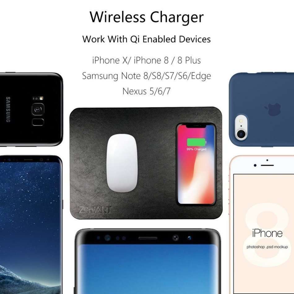 2 in 1 Gaming Mouse Pad & Wireless Charger, Non-slip Base & Secure IC Chip