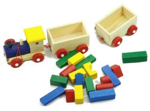 Three Section Pull Along Train with Building Blocks, Shape & Colour Recognition & Problem solving