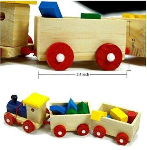Three Section Pull Along Train with Building Blocks, Shape & Colour Recognition & Problem solving