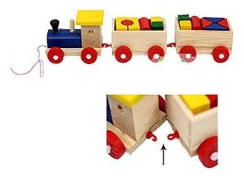 Three Section Pull Along Train with Building Blocks, Shape & Colour Recognition & Problem solving