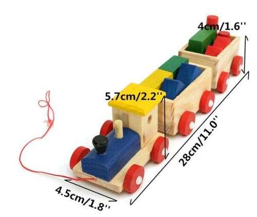 Three Section Pull Along Train with Building Blocks, Shape & Colour Recognition & Problem solving