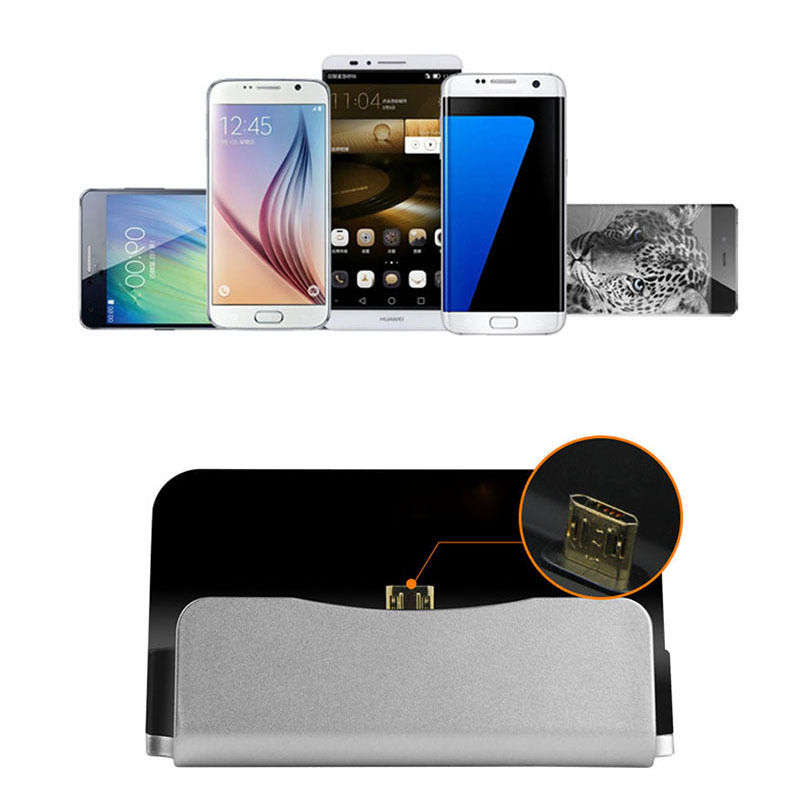 Micro USB Desktop Charger Dock Station & Sync Adapter for Smart Phones, Android, Type C or IOS