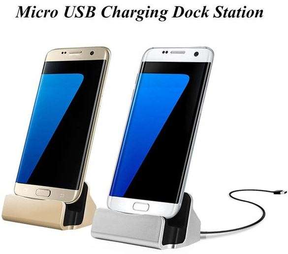 Micro USB Desktop Charger Dock Station & Sync Adapter for Smart Phones, Android, Type C or IOS