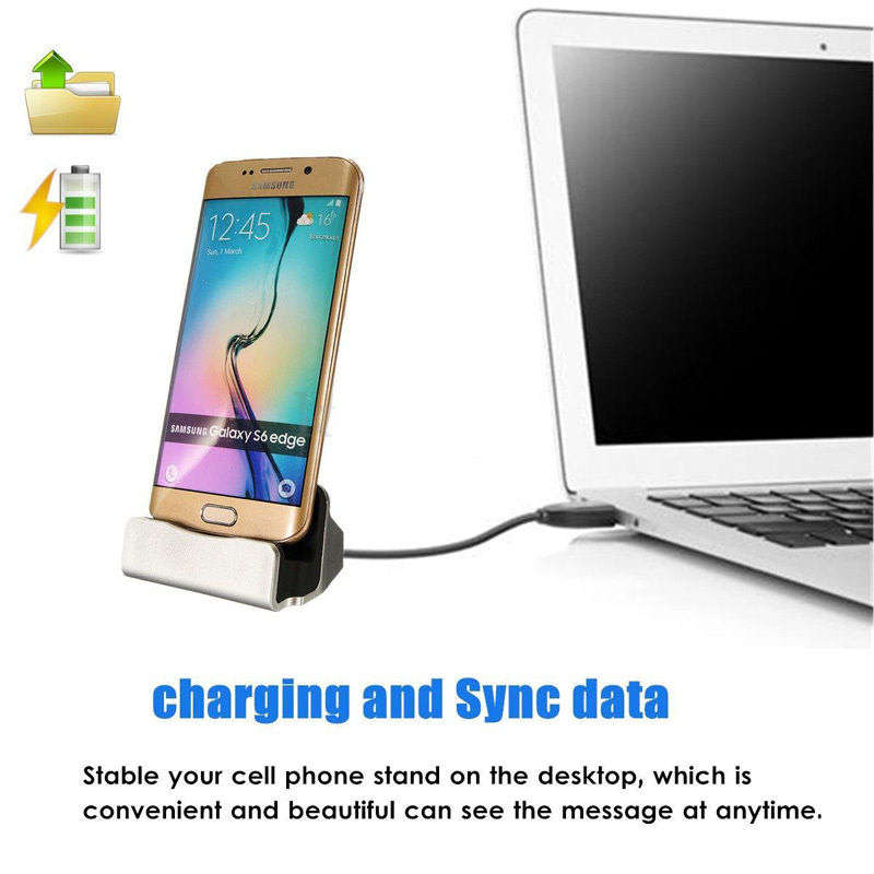 Micro USB Desktop Charger Dock Station & Sync Adapter for Smart Phones, Android, Type C or IOS