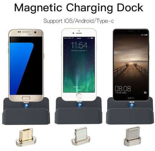 Micro USB Desktop Charger Dock Station & Sync Adapter for Smart Phones, Android, Type C or IOS