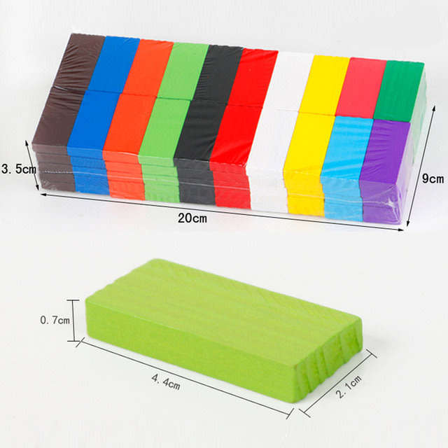 100 Piece Multi-Coloured Wooden Domino Building Block Set - Encourage Problem-Solving Skills