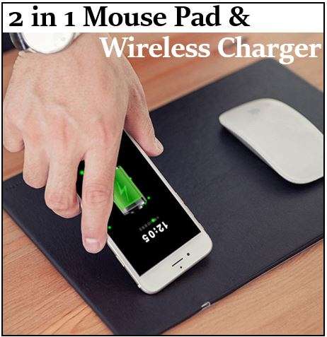 2 in 1 Gaming Mouse Pad & Wireless Charger, Non-slip Base & Secure IC Chip
