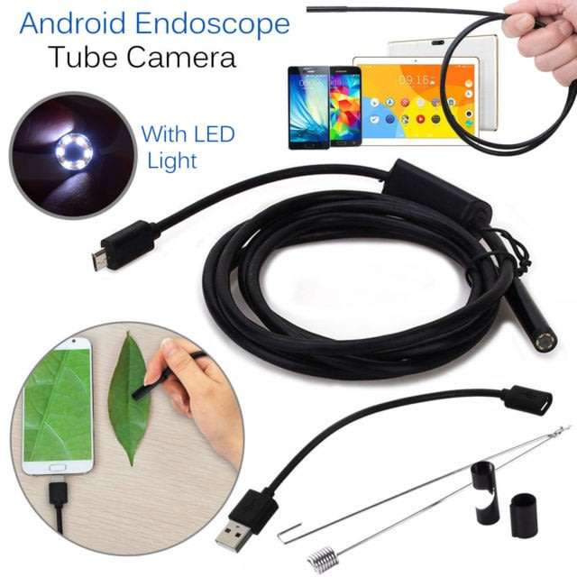 2 in 1 Android Endoscope - Waterproof HD Video Camera, 6 LED's, 5 Meters, Light, Magnetic Hook etc