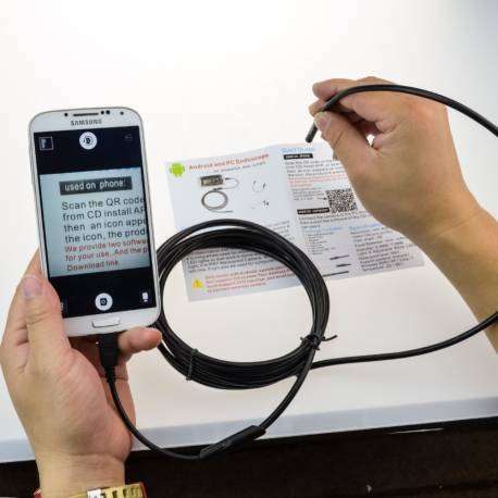 2 in 1 Android Endoscope - Waterproof HD Video Camera, 6 LED's, 5 Meters, Light, Magnetic Hook etc