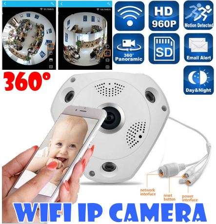 960P HD 3D Panoramic VR Camera, 360 Degree Multi Angle View, Two Way Talk, Motion Detection etc.